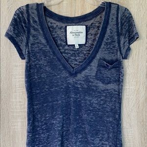 ❤️ Abercrombie and Fitch blue burn out v-neck tee